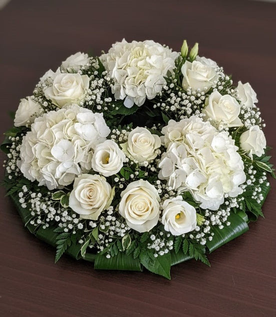 White Hydrangea & Rose Wreath